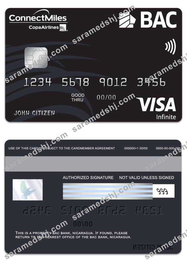 Nicaragua BAC Bank visa infinite card